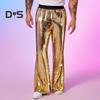 Men's Sequin Flared Trousers Shiny Hip-Hop Disco Pants Elastic Waist Retro Wide Leg Pants for Stage Performance Night Club Bar Dance