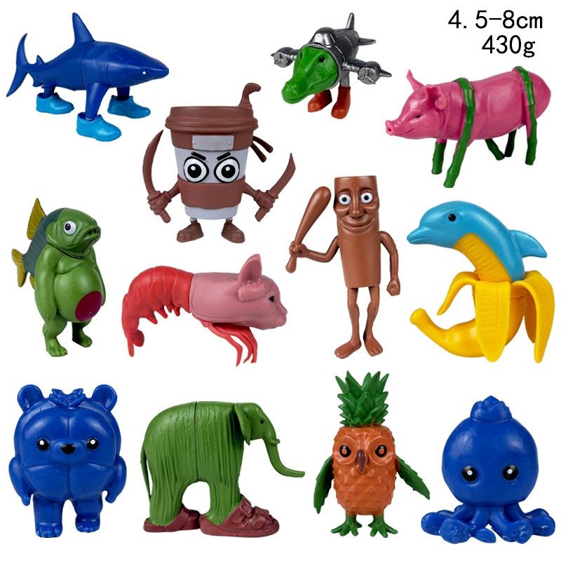 Набор 3D фигурок аниме Tung Tung Sahur, Креативная фигурка монстра-гибрида, Игрушка, Модель, Декор, Подарок для детей, ПВХ, Миниатюрная статуэтка, Коллекционная