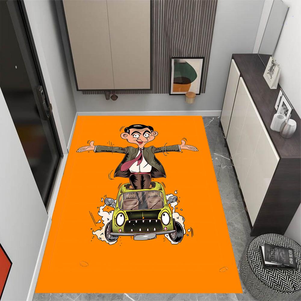 Mr. Bean's Adventure Themed Anti-Slip Rugs - Polyester Home Decor, Suitable for Bedrooms, Living Rooms, Doorways, Studios, and Decorations