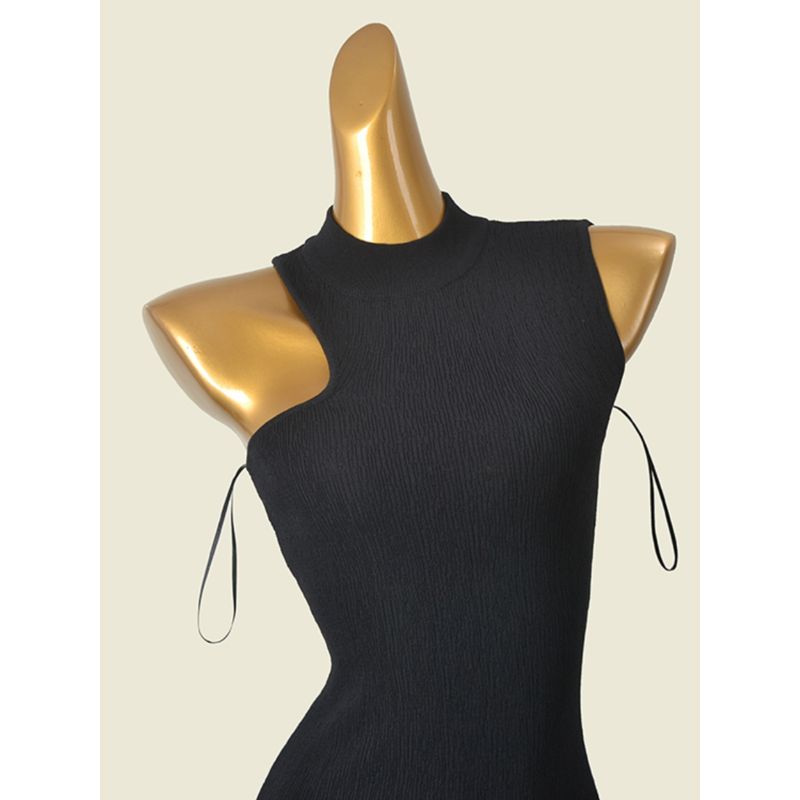 Foreign Trade Original Order Half Turtleneck Bodycon Dress Shoulder Digging Sleeveless Inner Match Sexy Knitting Base Sexy Dress