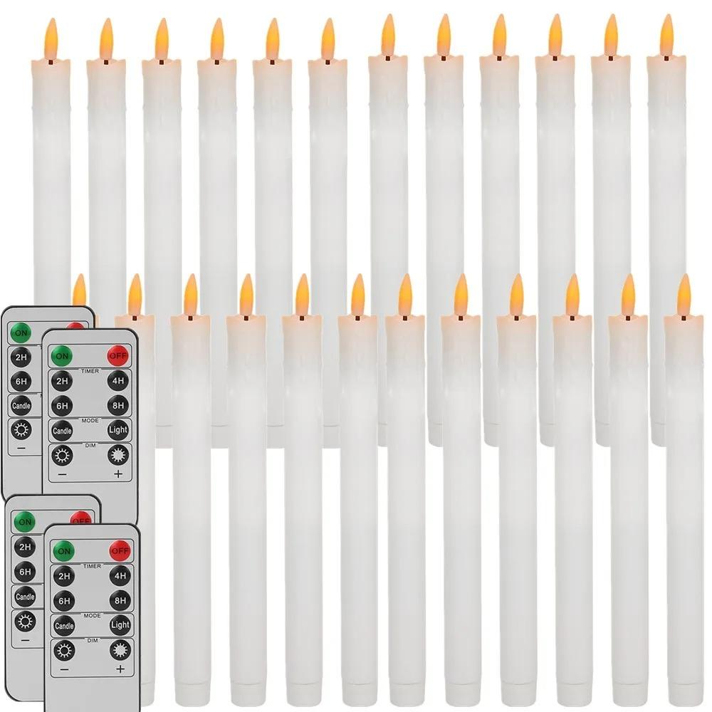 Flameless Flickering Taper Candles With/without Remote Control Timer Dimmer Battery Operated Candlesticks for Christmas Wedding
