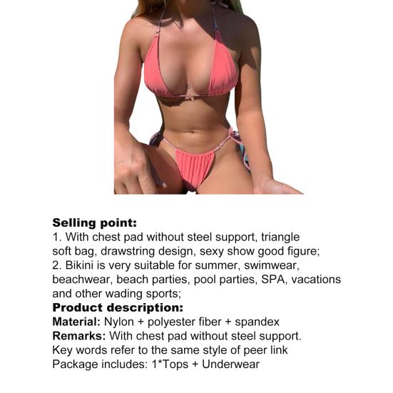 Женский комплект бикини, однотонный/принтованный бандажный комплект из двух частей, треугольная чашка с лямкой на шее