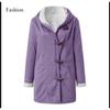 2025 Winter Simple Original Style Coat Solid Color Casual Button Cardigan Warm Medium Long Hooded Women's Coat