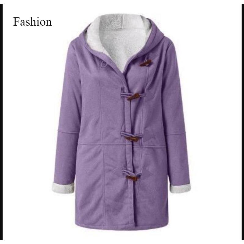 2025 Winter Simple Original Style Coat Solid Color Casual Button Cardigan Warm Medium Long Hooded Women's Coat