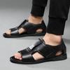 Large Men's Sandals New Open Toed Breathable Cowhide Casual Slippers Outdoor Beach Shoes Size 47