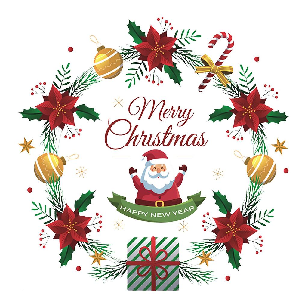 Christmas Wreath Window Sticker Self-adhesive PVC Window Party Glass Door Sticker
