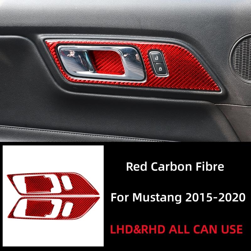 Для Ford Mustang GT 2015-2021 Аксессуары из углеродного волокна для стайлинга салона автомобиля Дверная ручка Рамка Декоративные наклейки Отделка Крышка