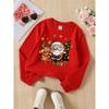 Girls' Santa Reindeer Christmas Tree Gifts Snowflakes Ornaments Crewneck Sweatshirt | Autumn and Winter Western Style
