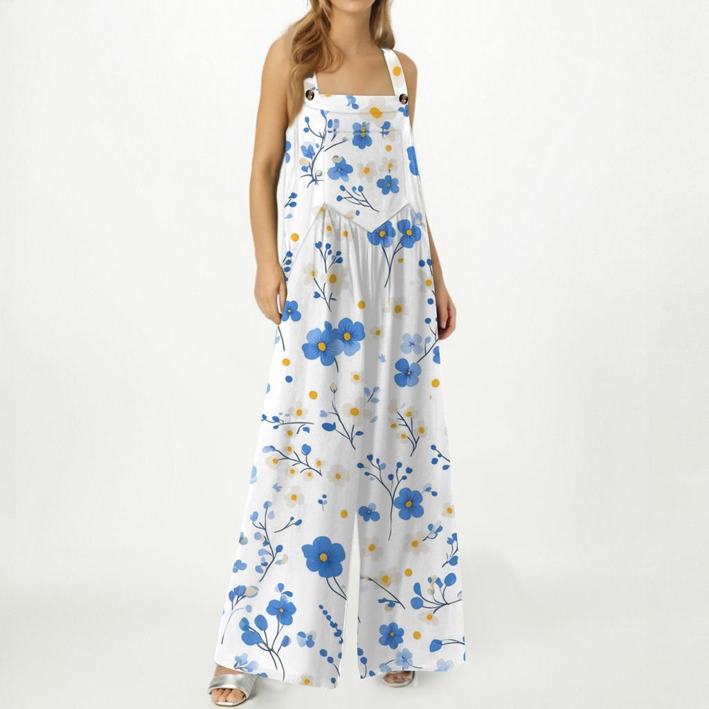 Женский комбинезон с принтом, повседневный свободный комбинезон