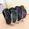 Vintage Women Headpiece PU Leather Cloth Knotted Headbands for Adult Party Headwear Adult Hair Hoop Accessories