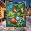 Plants vs. Zombies Pattern Blanket for Home Decoration, Bed, Sofa, Car Travel, Camping, Suitable for All Seasons, Birthday Christmas Gift