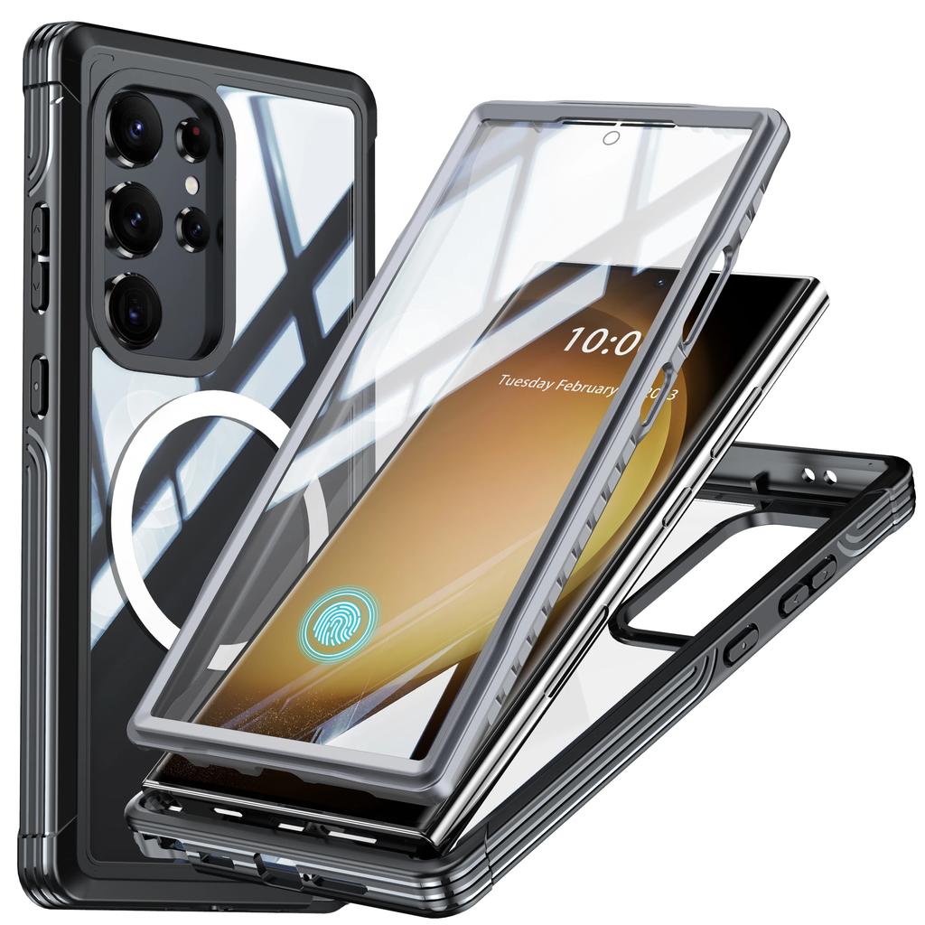 Защитный чехол на весь экран для Samsung Galaxy S24 Ultra, прочный, ударопрочный, бронированный, с магнитной зарядкой, чехол S24 Plus