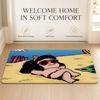 Cute Cartoon M-Mafalda Floor Mat Cozy Minimalist Flannel Area Rug Anti-Slip Washable Bedroom Living Room Decor