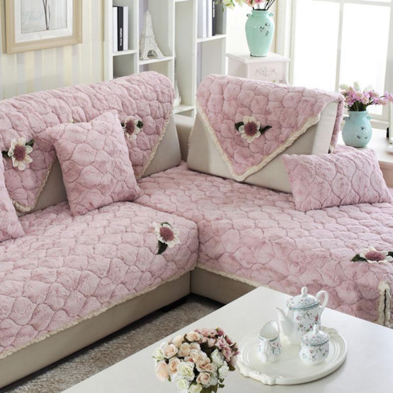 Утолщенный плюшевый коврик для дивана, зимний теплый и нескользящий диван-полотенце, минималистичный современный пылезащитный чехол для дивана «все включено»