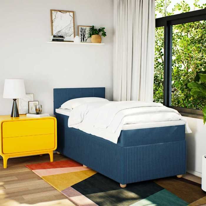 Maison Exclusive - Sommier à lattes de lit avec matelas Bleu 100x200 cm Tissu