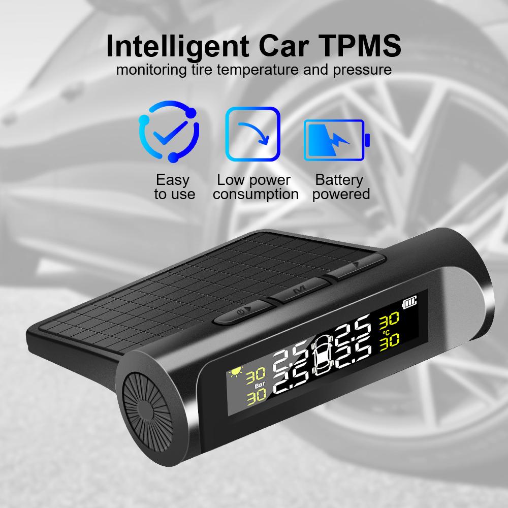 Автомобильная TPMS Цифровой ЖК-дисплей Универсальная с 4 внешними датчиками Система контроля давления в шинах Автомобильные системы охранной сигнализации