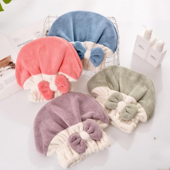Hair Absorbent Hat Soft Thicken No Shedding Bowknot Dry Hair Breathable Double