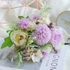 1Pc Artificial Flowers Wedding Home Bedroom Decoration Bridal Bouquet Garden Fake Silk Roses Hydrangeas Vase For Board Outdoors