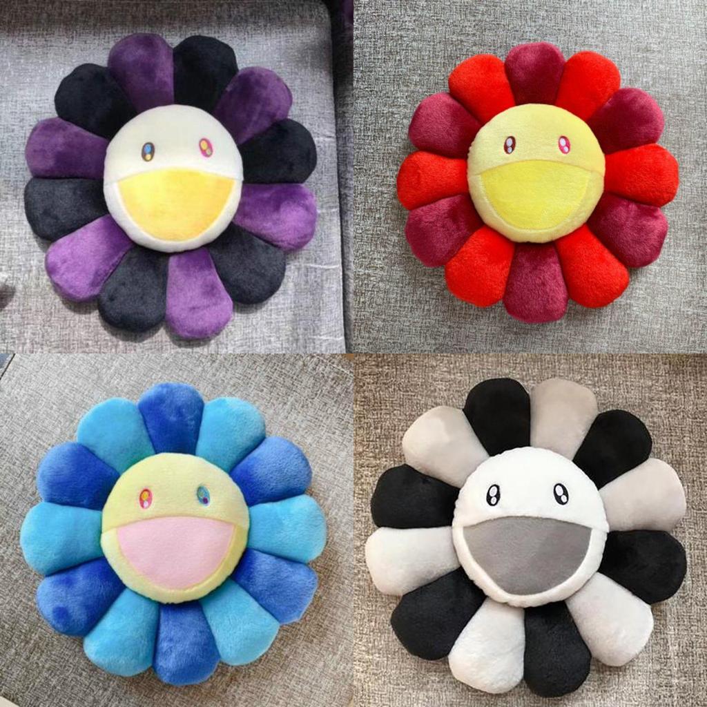 Разноцветная 40 см Подушка Плюшевая Радужный Цветок Такаси Мураками С Улыбающимися Лицами