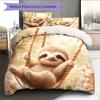 Sloth and Swing Pattern Bedding Home Decoration Birthday Gift (1 * duvet cover + 2 * pillowcase, without core)