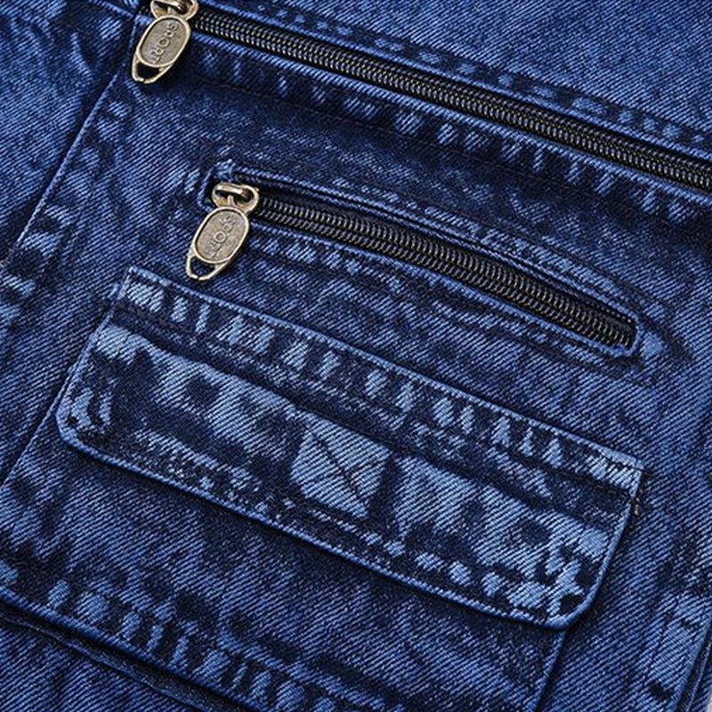 XL-5XL Plus Size Mens Denim Jacket Casual Coat Many Pocket Sleeveless Waistcoat Spring Autumn Portable Loose Vest Male Clothing