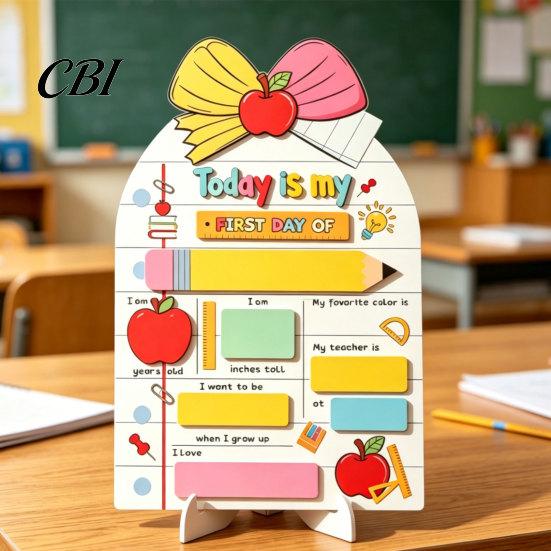Cute School Decoration Personalized First Day of Wooden Sign, Reusable Erasable Back to Kids Height Age Chart Board, Classroom Decor, Keepsake Memory