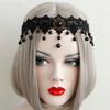 Beads Black Hairbands For Women Girls Neo-Gothic Flower Lace Tiara Headdress Female Halloween Party Fashion Noble Jewelry