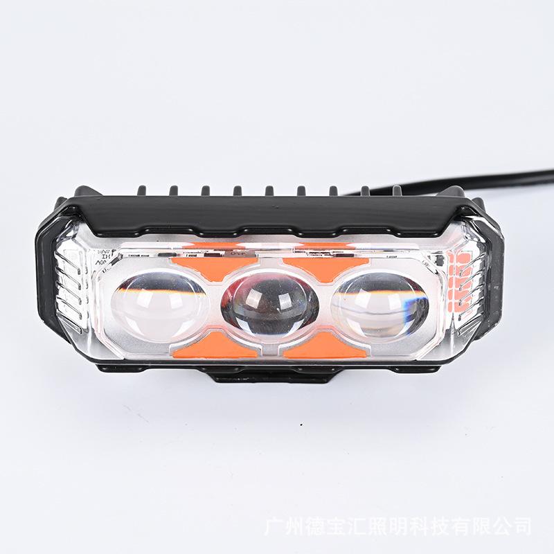 Светодиодный внешний прожектор для мотоцикла, 3 стороны, 3 линзы, для электромобиля, универсальный прожектор 12-80 В с желтым и белым цветом