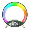 Bluetooth-Compatible Speaker with Color Circle Light Clock Stereo Surround Bass Music Box for Office Desk Home