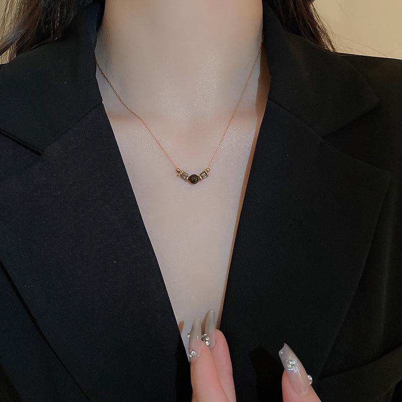 Овальное колье Maillard Тигровый глаз для женщин - Легкая роскошь Осень/Зима Цепочка на ключицу Модная Высококачественная Бижутерия