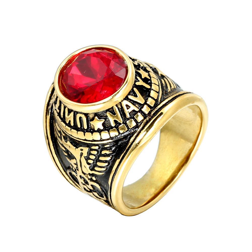 Военное кольцо из титановой стали для мужчин, модная инкрустация драгоценными камнями, стильные унисекс украшения, подарок