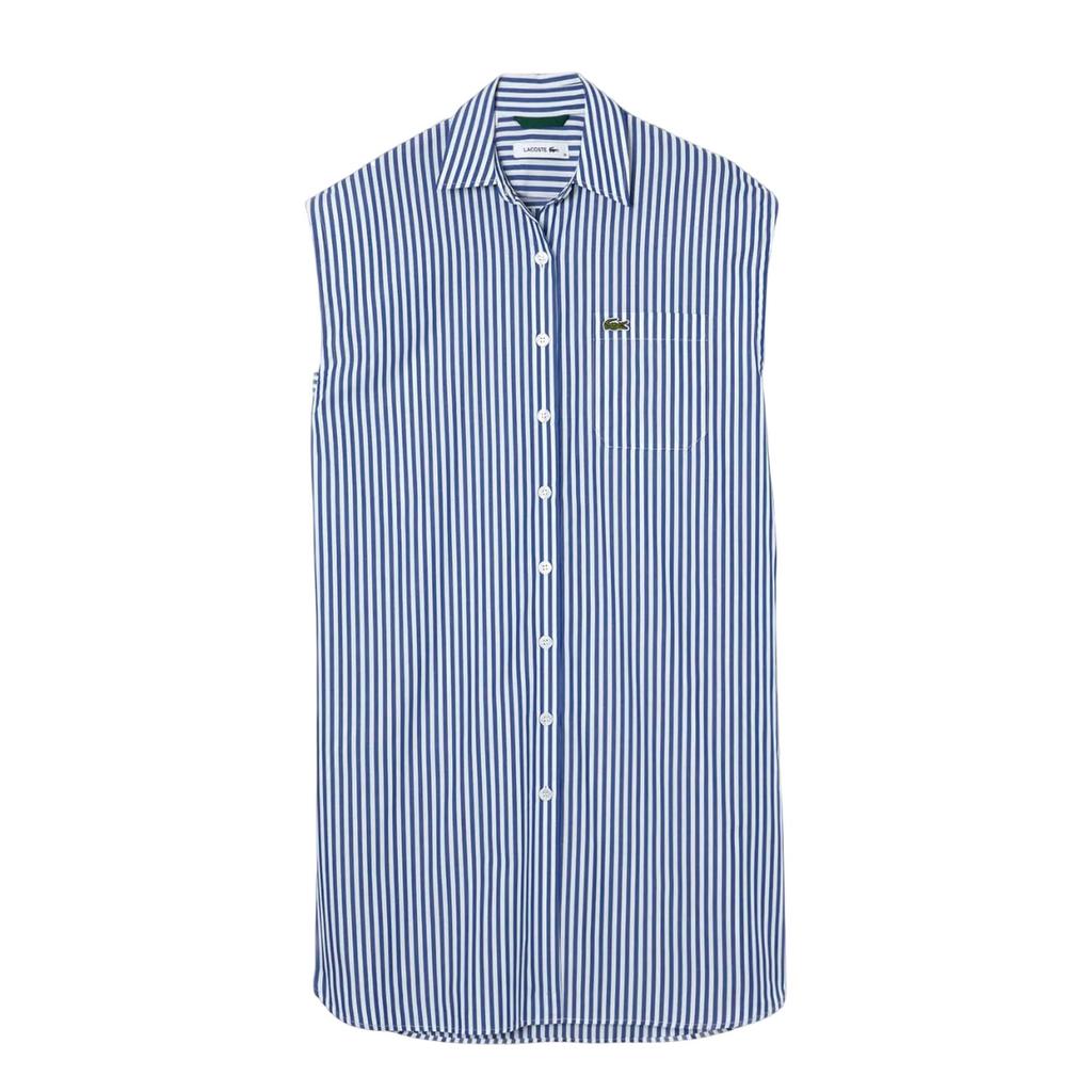 Lacoste Женское/Дамское Поплиновое Свободное Платье-Рубашка Без Рукавов