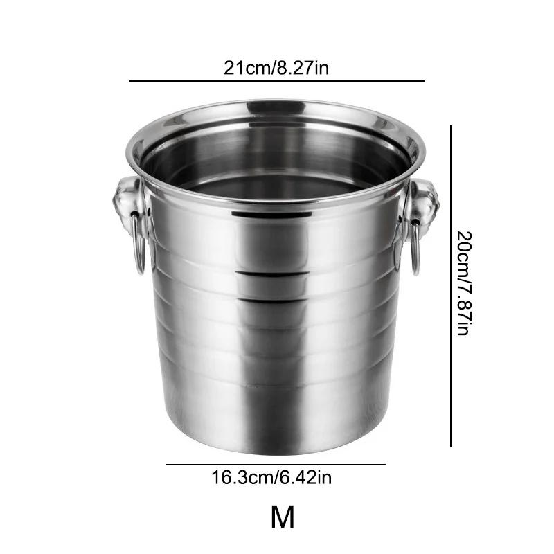 1/3/5L Stainless Steel Ice Bucket Champagne Wine Cooler Ice Maker Bucket For Bar Parties Chilling Beer Snack Bucket Container