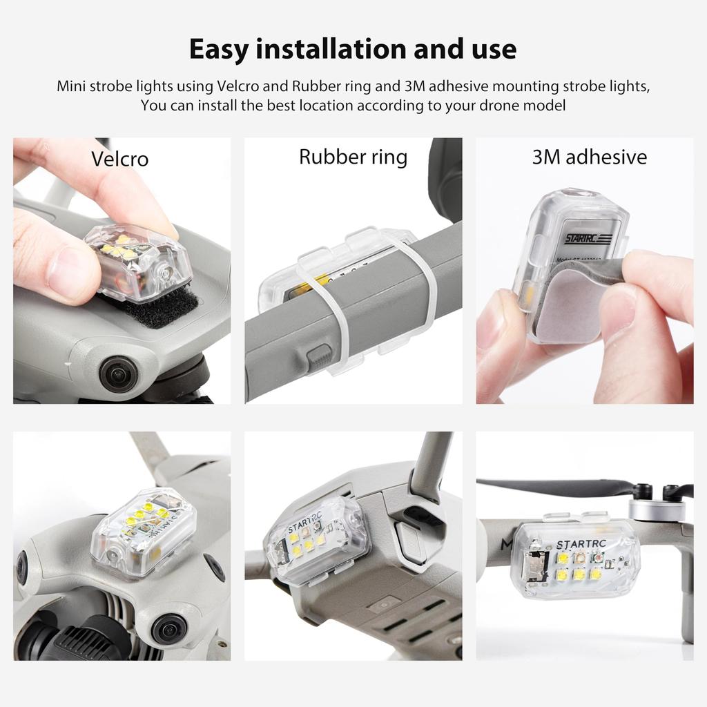 Стробоскоп для дрона STARTRC, Противоударный свет, Перезаряжаемая светодиодная лампа-вспышка FAA для ночных полетов, Совместим с Mini 4 Pro, Air 3, Mavie 3,