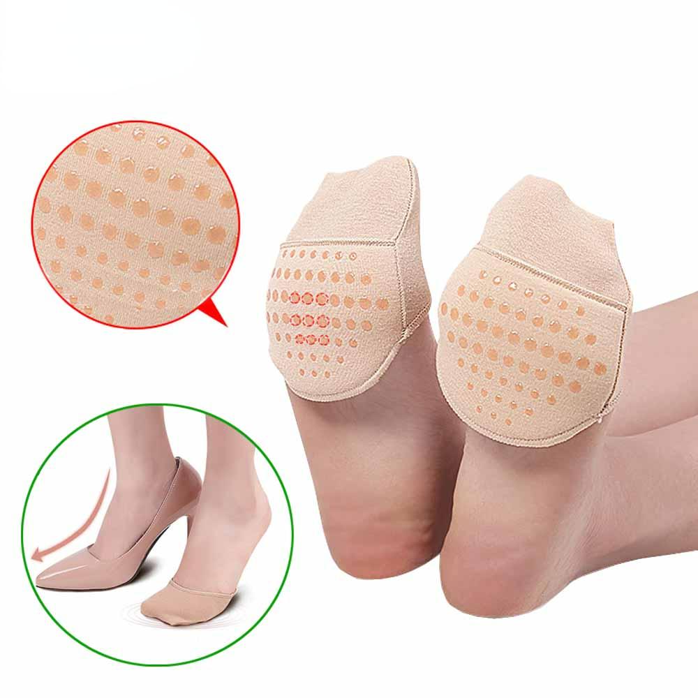 1 Pair Breathable Women's Invisible Toe Cover With Padding Toe Topper Liner Socks Non-Skid Bottom For High Heels Cushions