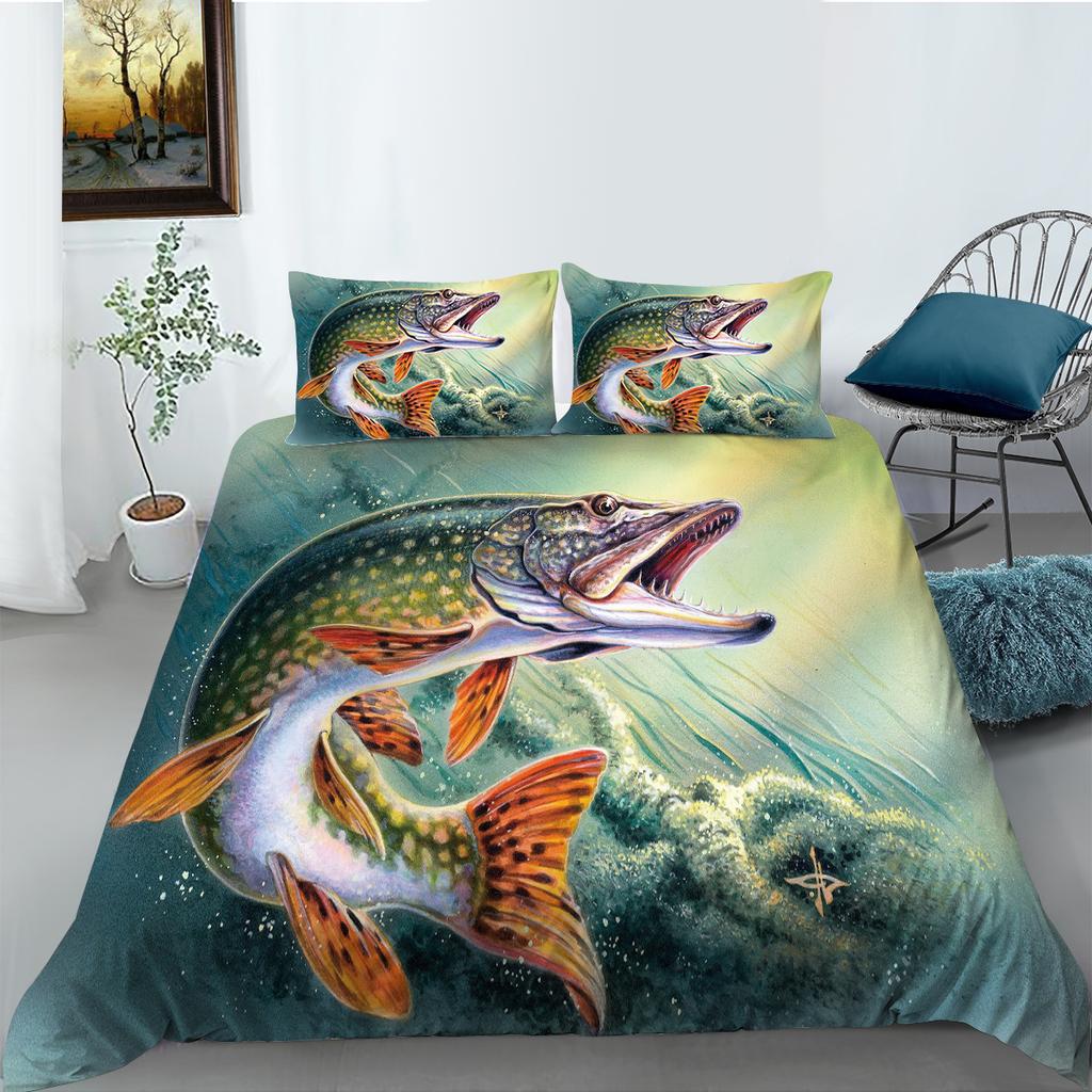 3D High-definition Digital Printed Fish Pattern Bedding Set Auspicious Koi Down Duvet and Pillowcase 2/3 Pieces AU/US/DE Full Size Home Decoration