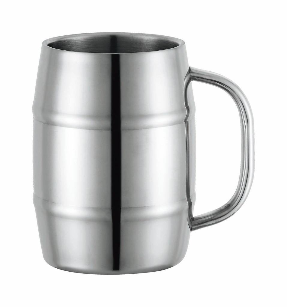 Kakusei Vacuum Duplex Mug Silver Vacuum Double Structure Insulation Easy To Grip Handle Ice Maximum Mug 1.0L Warm/Cold Non-condensing Anti-melting