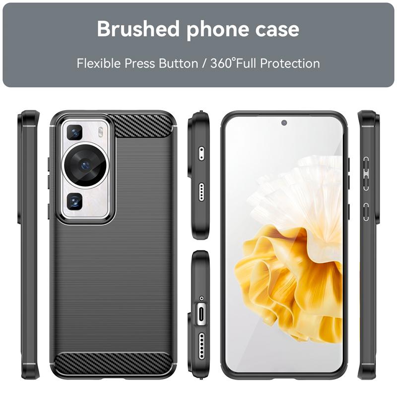 Для чехла Huawei P60 Pro Крышка Huawei P60 Pro Capas Новый Телефон Задний Противоударный Бампер Мягкий ТПУ Чехол из Углеродного Волокна Huawei P60 Pro