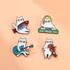 Guitar Women Suit Lapel Pins Violin Music Cat Badges Temperament Animal Theme Metal Pin  Girls