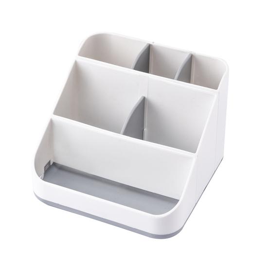 Коробка для хранения в ванной комнате с 6 отделениями, большой вместимости, нескользящая конструкция, держатель для зубных щеток и зубной пасты, органайзер для столешницы