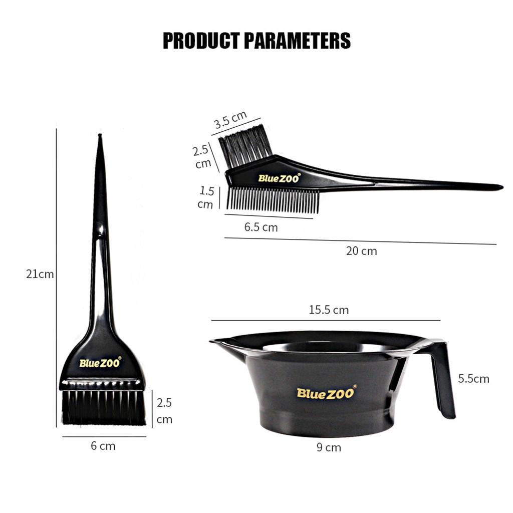3 шт./компл. пластиковых кистей для окрашивания волос, расческа, чаша, набор инструментов для укладки волос