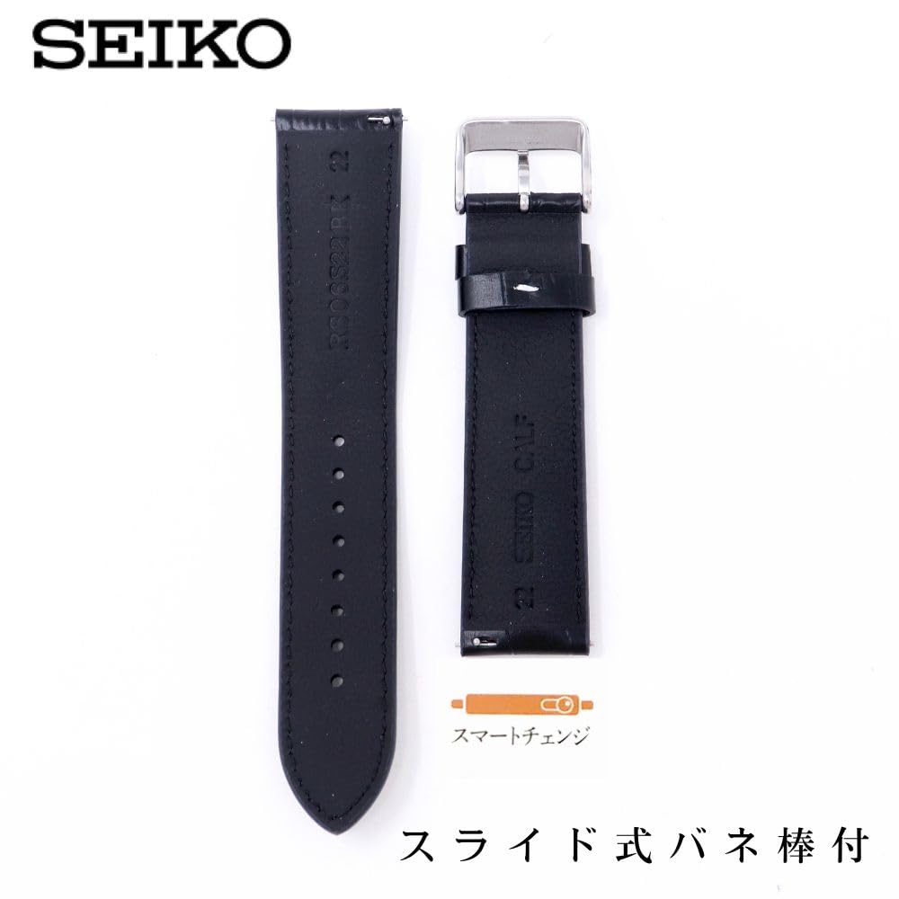 Часы с ремешком 22 мм из воловьей кожи черного цвета с инструкциями по уходу RS06S22BK [Seiko] мужские