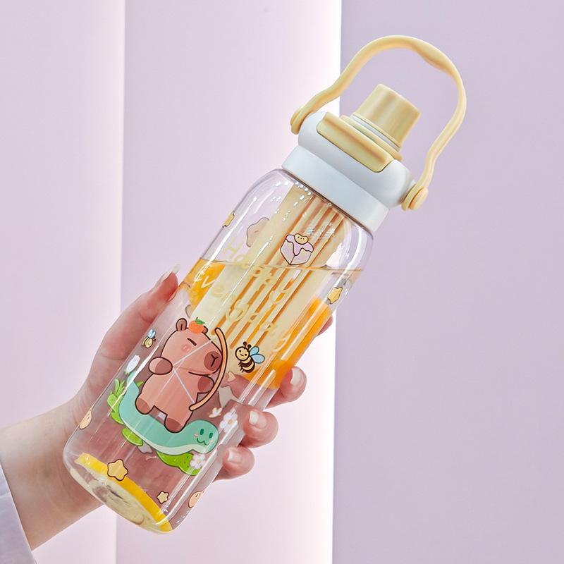 Бутылка для воды летняя пластиковый стакан стакан подъемная веревка портативный стакан для воды студент милый стакан с соломинкой мультяшный милый пластиковый стакан