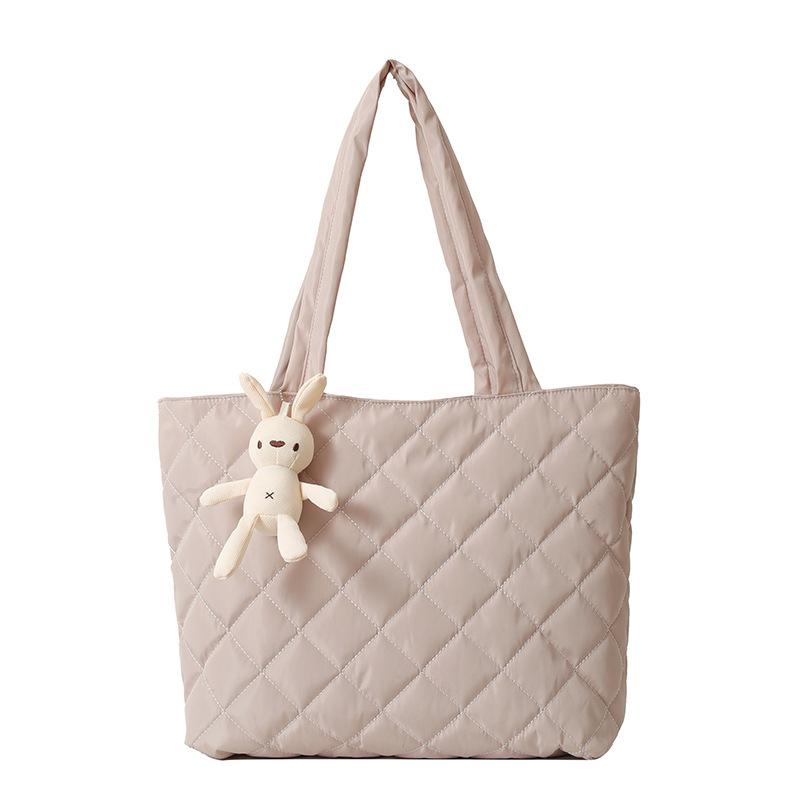 Casual Niche Down Bag Women's 2024 New Large-capacity Diamond Commuter Handbag Fashionable Shoulder Tote Bag