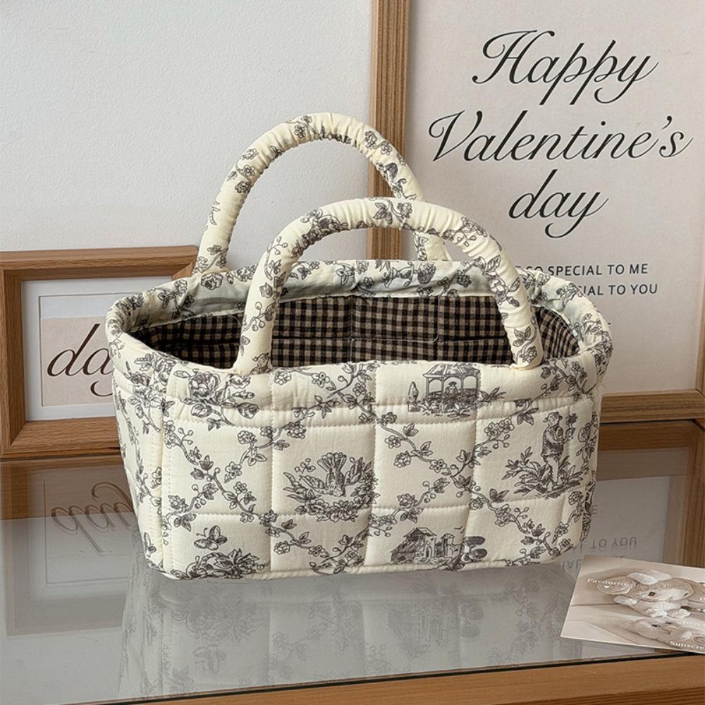 Large Capacity Laundry Storage Basket Hand-held Floral Organizers Basket Desktop Storage