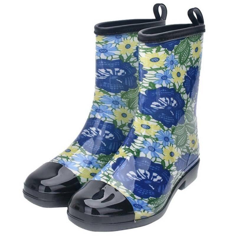 Женские резиновые дождевые сапоги с цветочным принтом, водонепроницаемые, фестивальные, веллингтоны, противоскользящая дождевая обувь