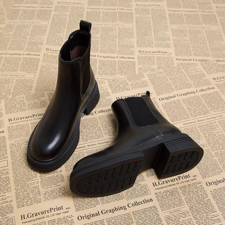 Soft leather version~ Chelsea boots women's 2025 new spring and autumn single boots super fire thick-soled thin short boots women's shoes cigare