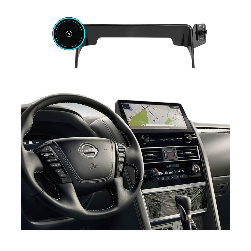 For Nissan Patrol Armada 2021-2024 Car Phone Holder Screen Fixed Clip Wireless Charger Custom-fit Phone Screen Base Accessories