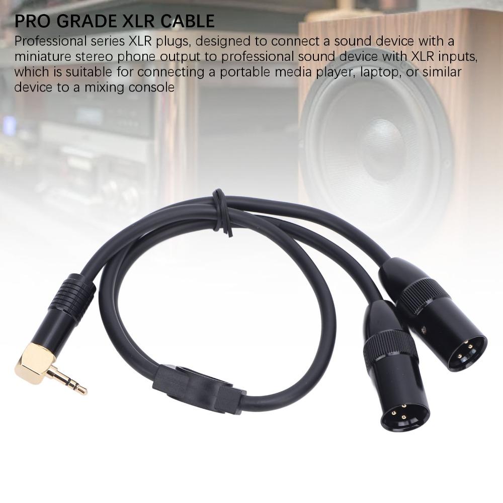 Flexible 3.5mm to Dual XLR Male 1/8 Stereo Y Splitter Cable Professional 3 Pin Speakers Connection