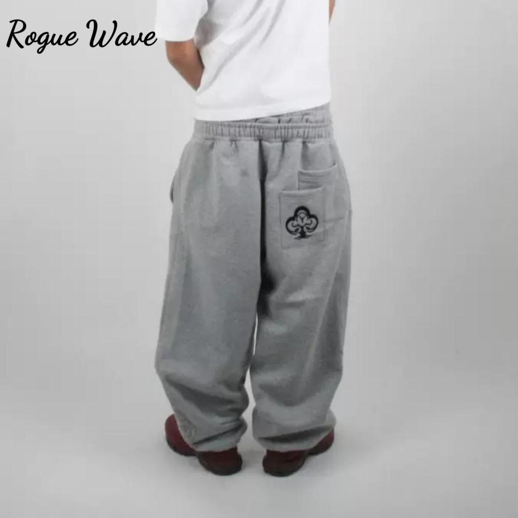 RogueWave Streetwear Y2k Джоггеры с двойной талией, вышитые, свободного кроя, спортивные штаны, мужские и женские, готические, хип-хоп, повседневные штаны